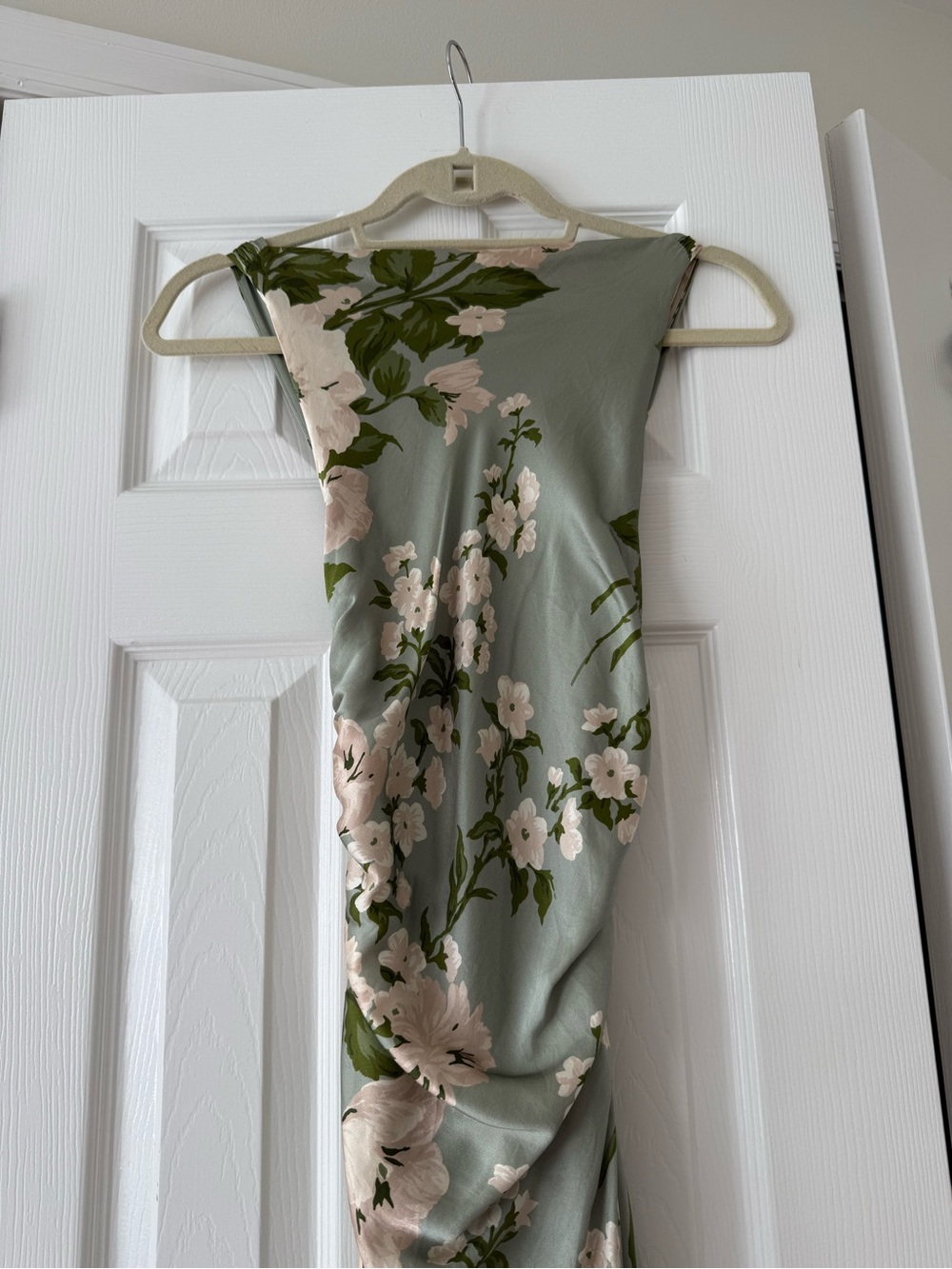 Reformation Anaiis Silk Cross Strap Maxi Dress Tarragon Floral Green - Picture 3 of 7